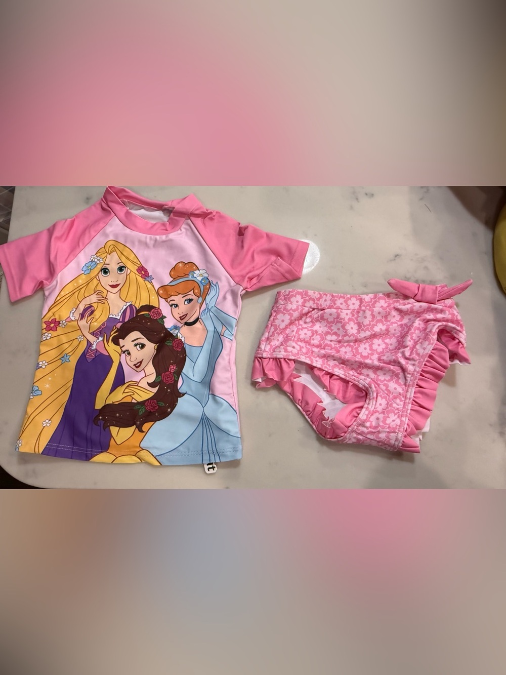 PatPat Disney Princess Two-Piece Swimsuit Size 4-5 Kids New in Package ruffle